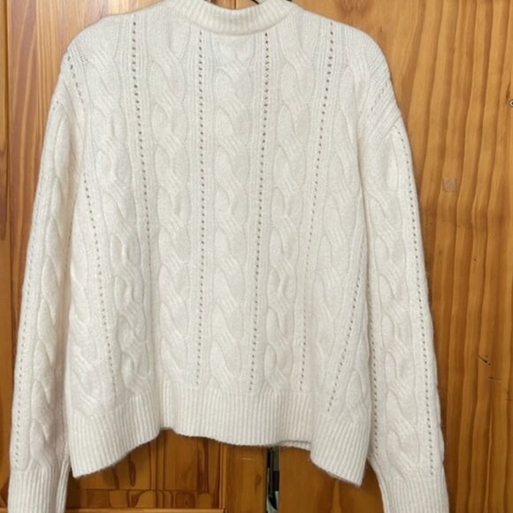 FUTURE COLLECTIVE CABLE KNIT BIG BUTTON-DOWN CARDIGAN SWEATER XXL OFF-WHITE CREW - Picture 2 of 9